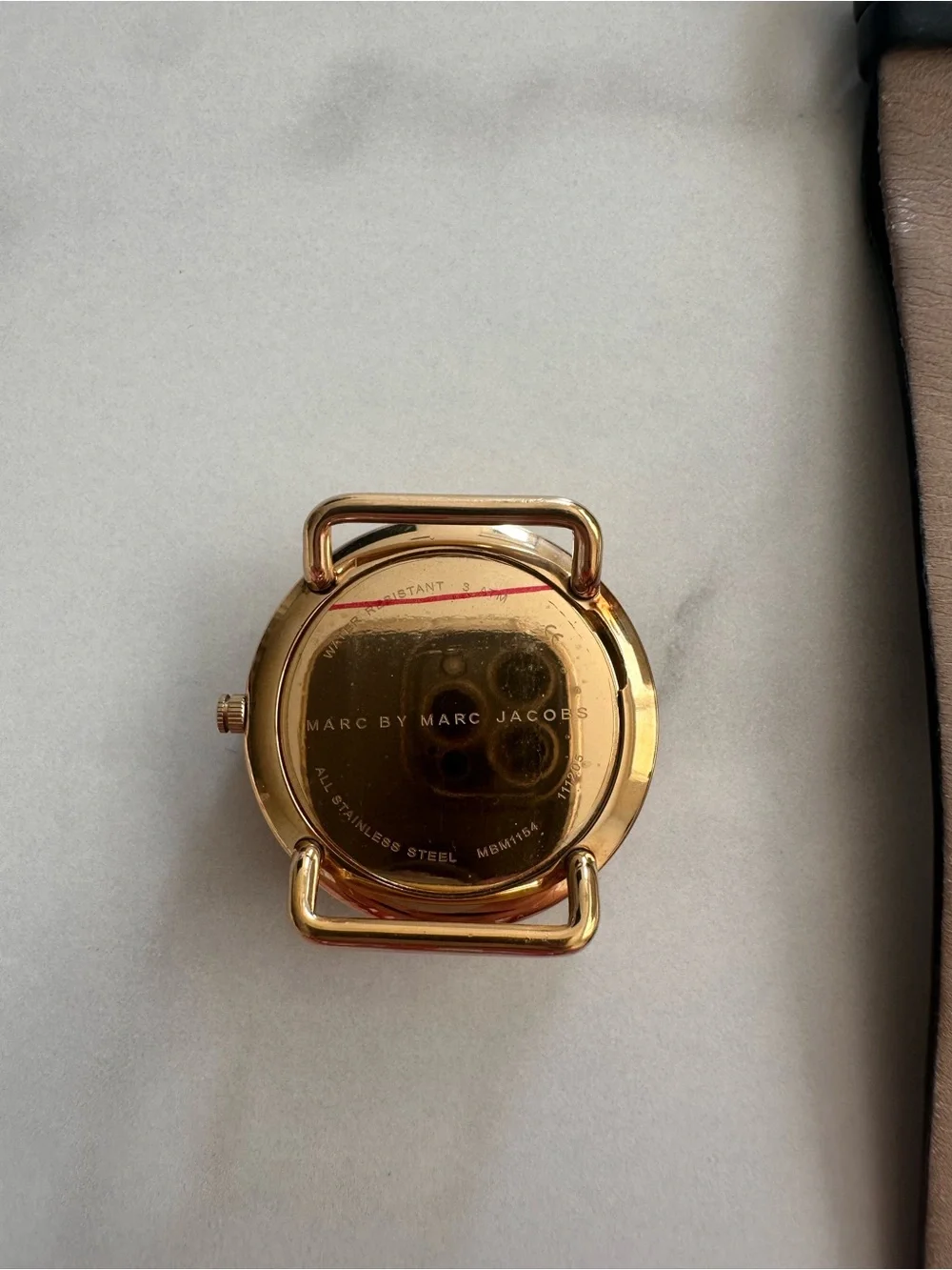 Marc Jacobs Black Leather Watch with Gold-Tone Case